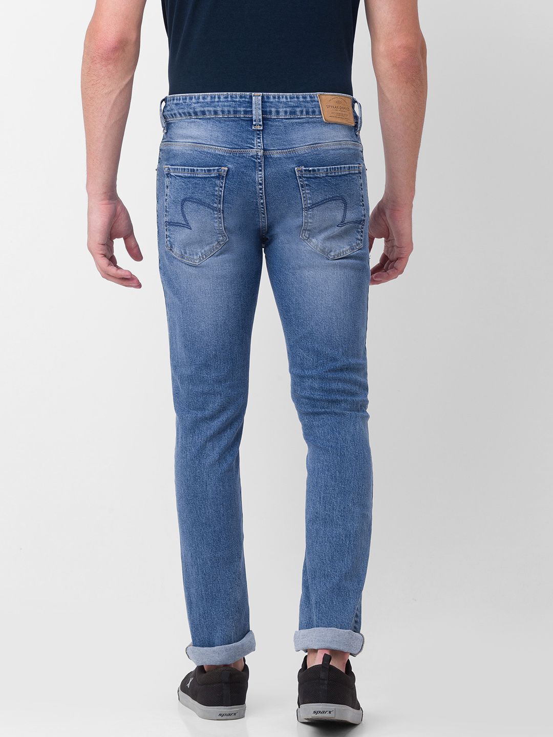 Spykar Men Lurus Fit Light Fade Regangan Seluar jeans