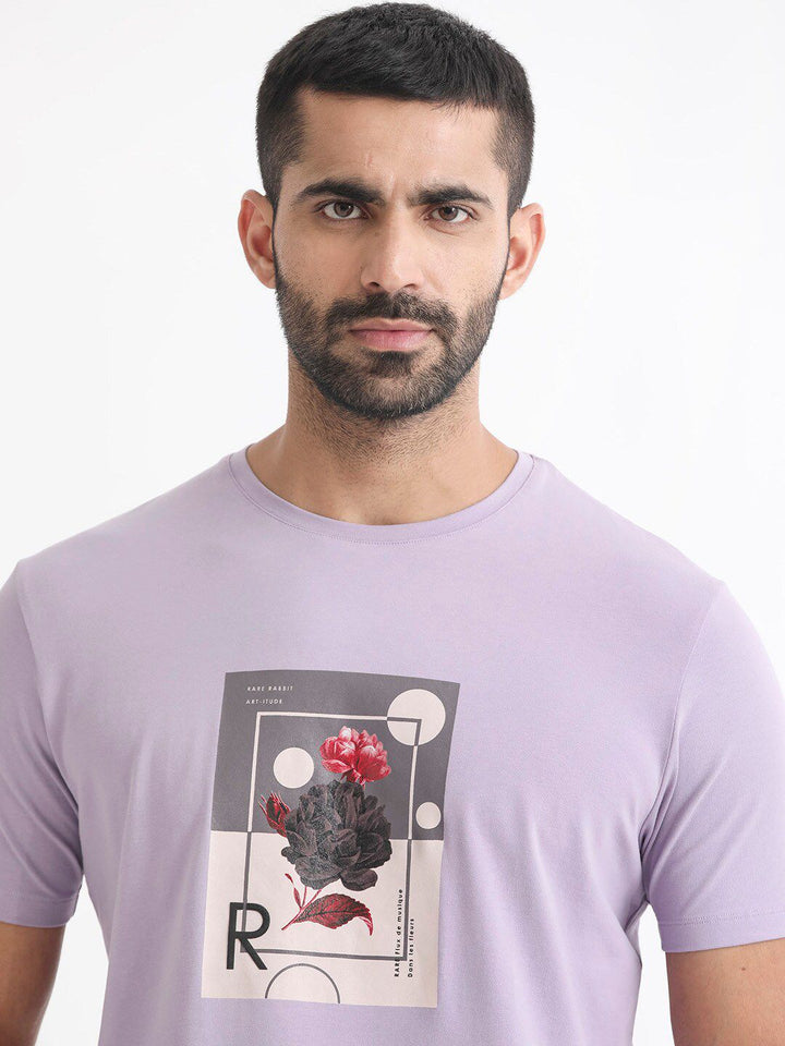 RARE RABBIT Men Dryden Graphic Printed Slim Fit Cotton T-Shirt