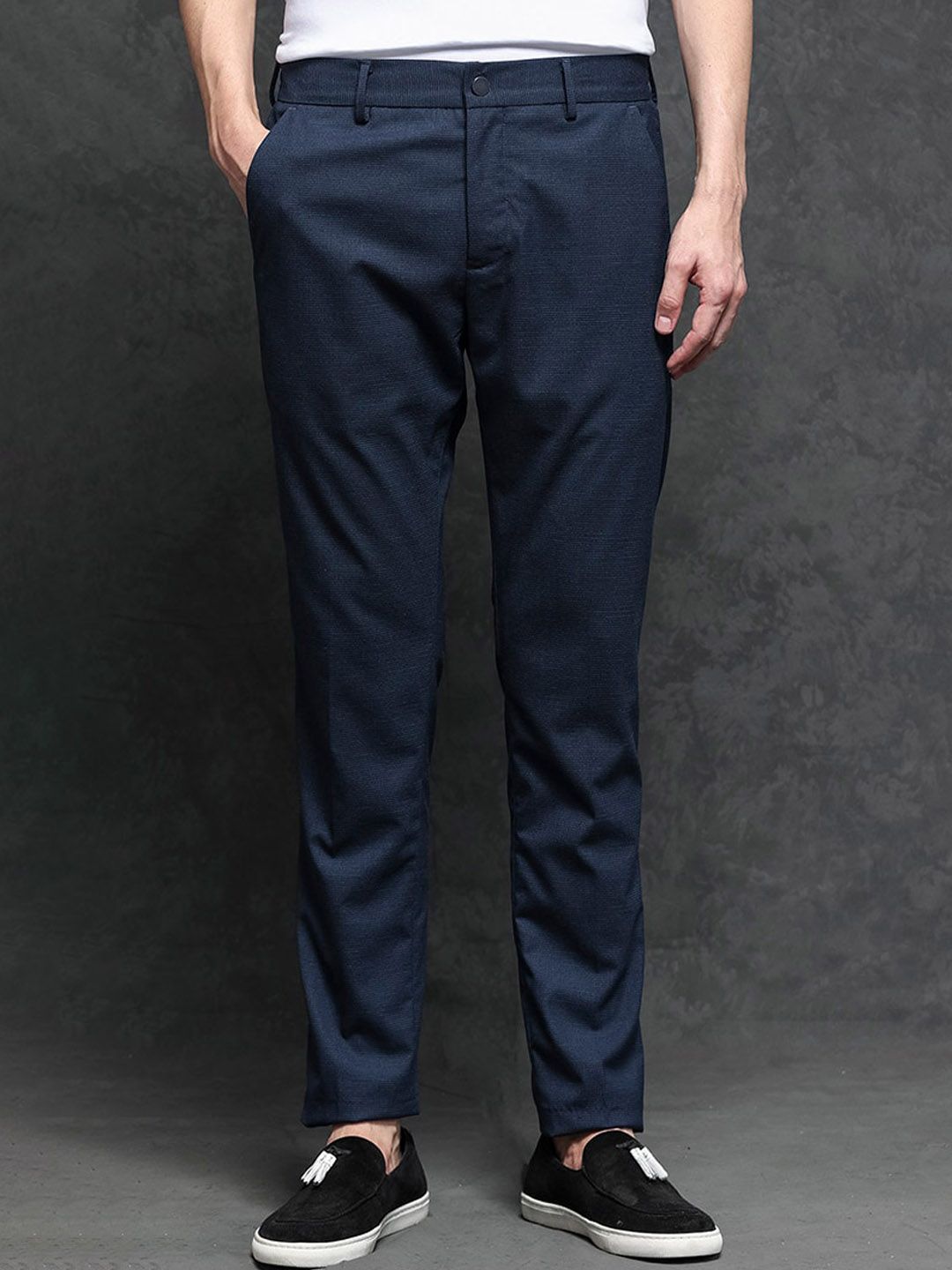RARE RABBIT Men Microl Mid-Rise Regular Fit Casual Trouser