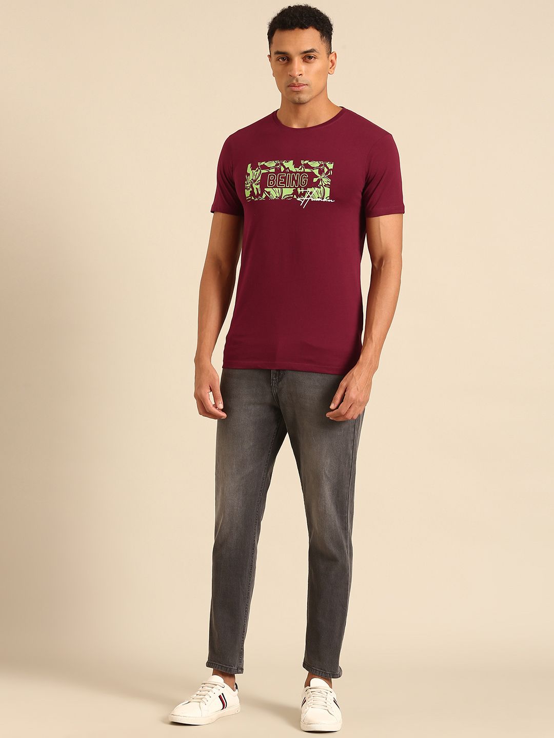 Being Human Typography Printed Pure Cotton T-shirt