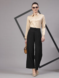 Style Quotient Champagne Smart Spread Collar Satin Formal Shirt