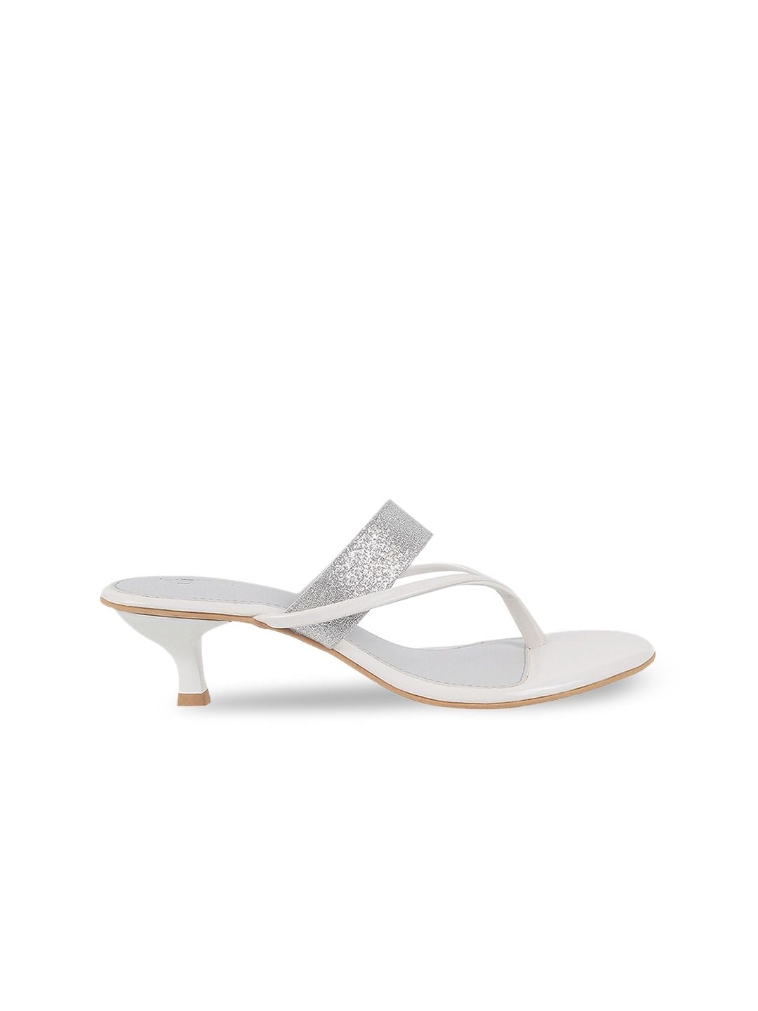 Metro White Embellished Kitten Heels