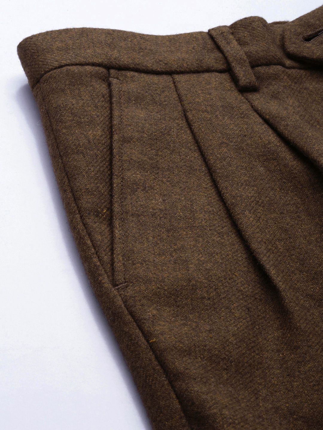 Mr Bowerbird Men Solid Tailored Pleated Trousers