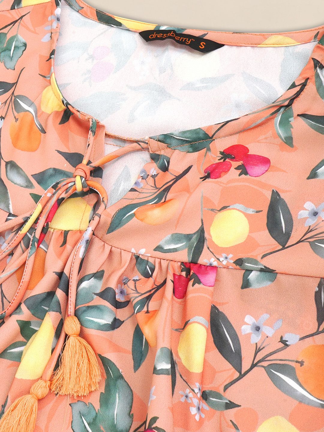 DressBerry Tropical Print A-Line Top