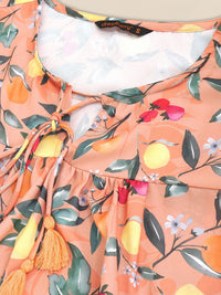 DressBerry Tropical Print A-Line Top
