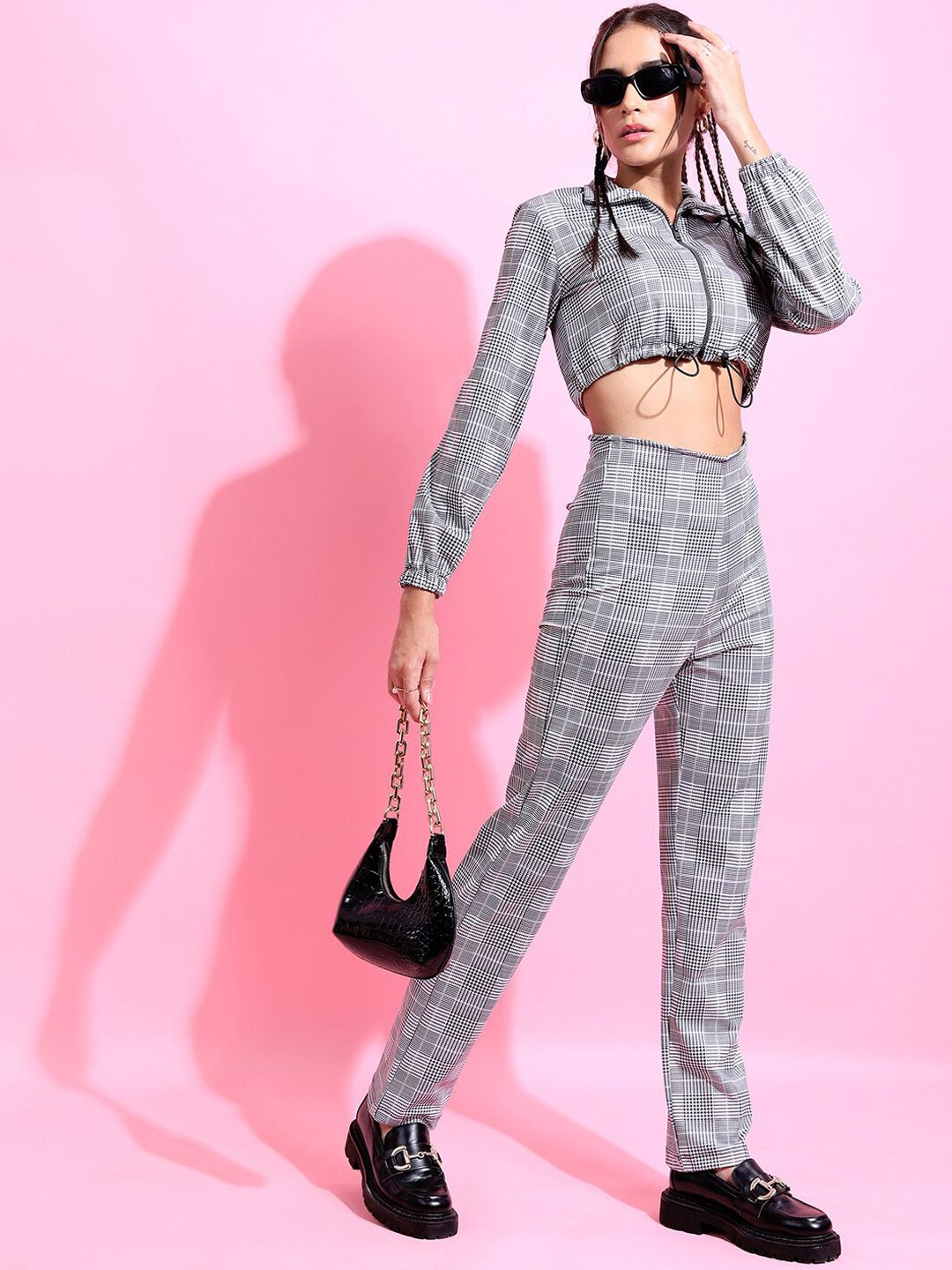 Tokyo Talkies Women Printed Crop Top & High-Rise Trouser