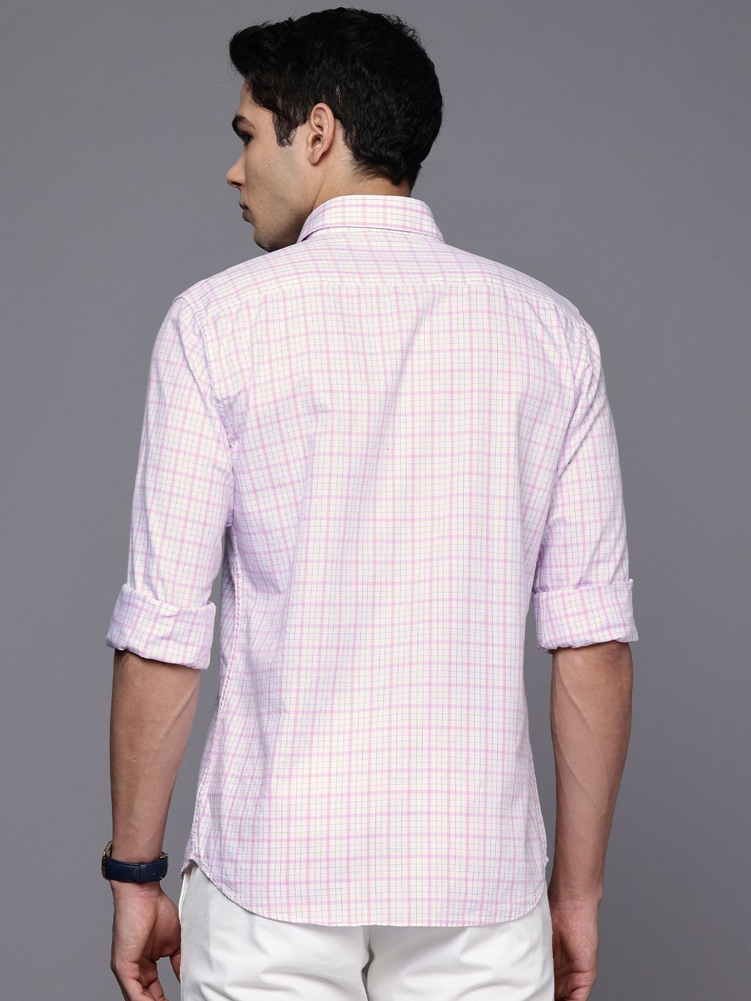 Raymond Pure Cotton Slim Fit Checked Casual Shirt