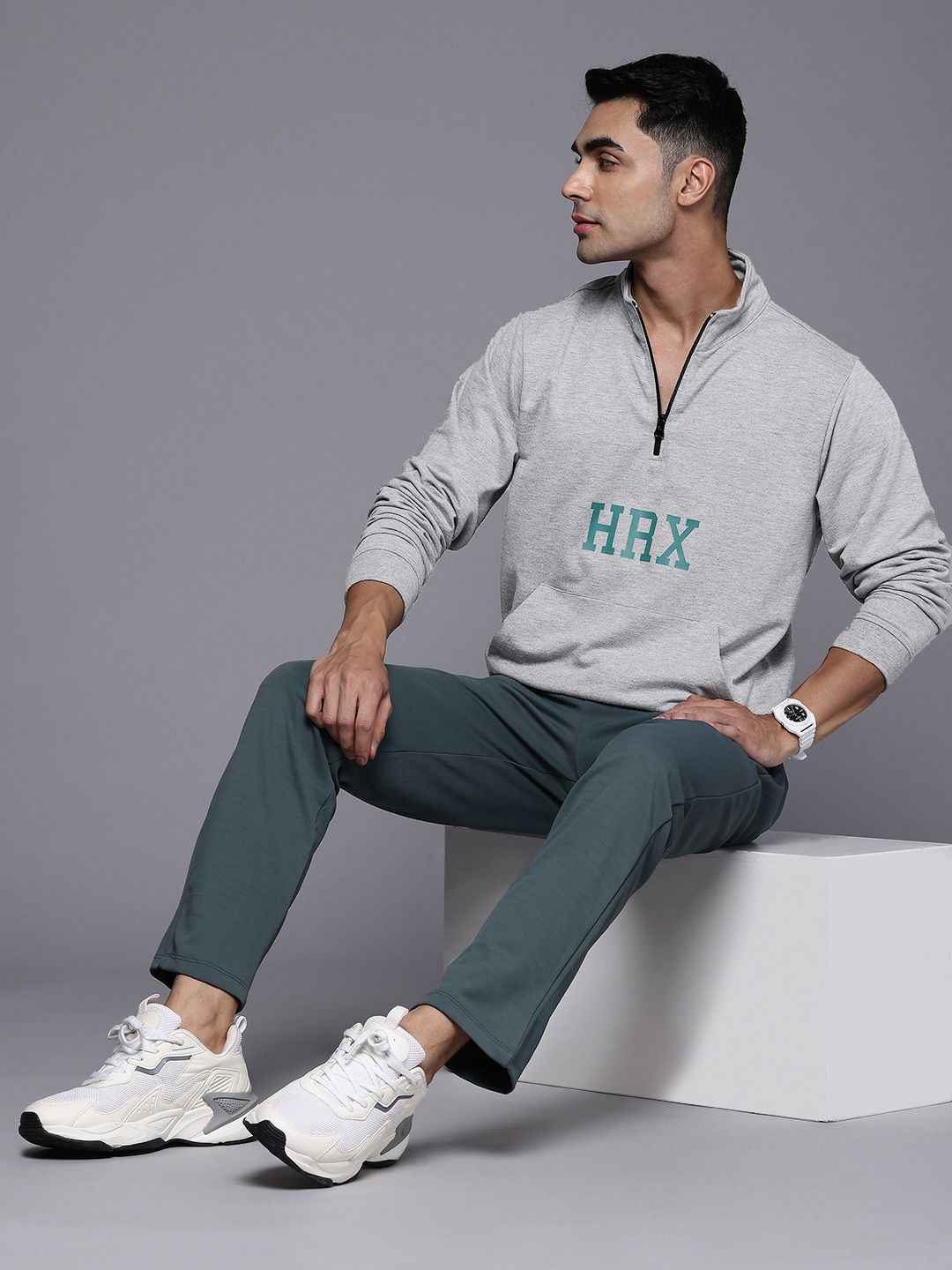 HRX by Hrithik Roshan Grey Melange Sweatshirt