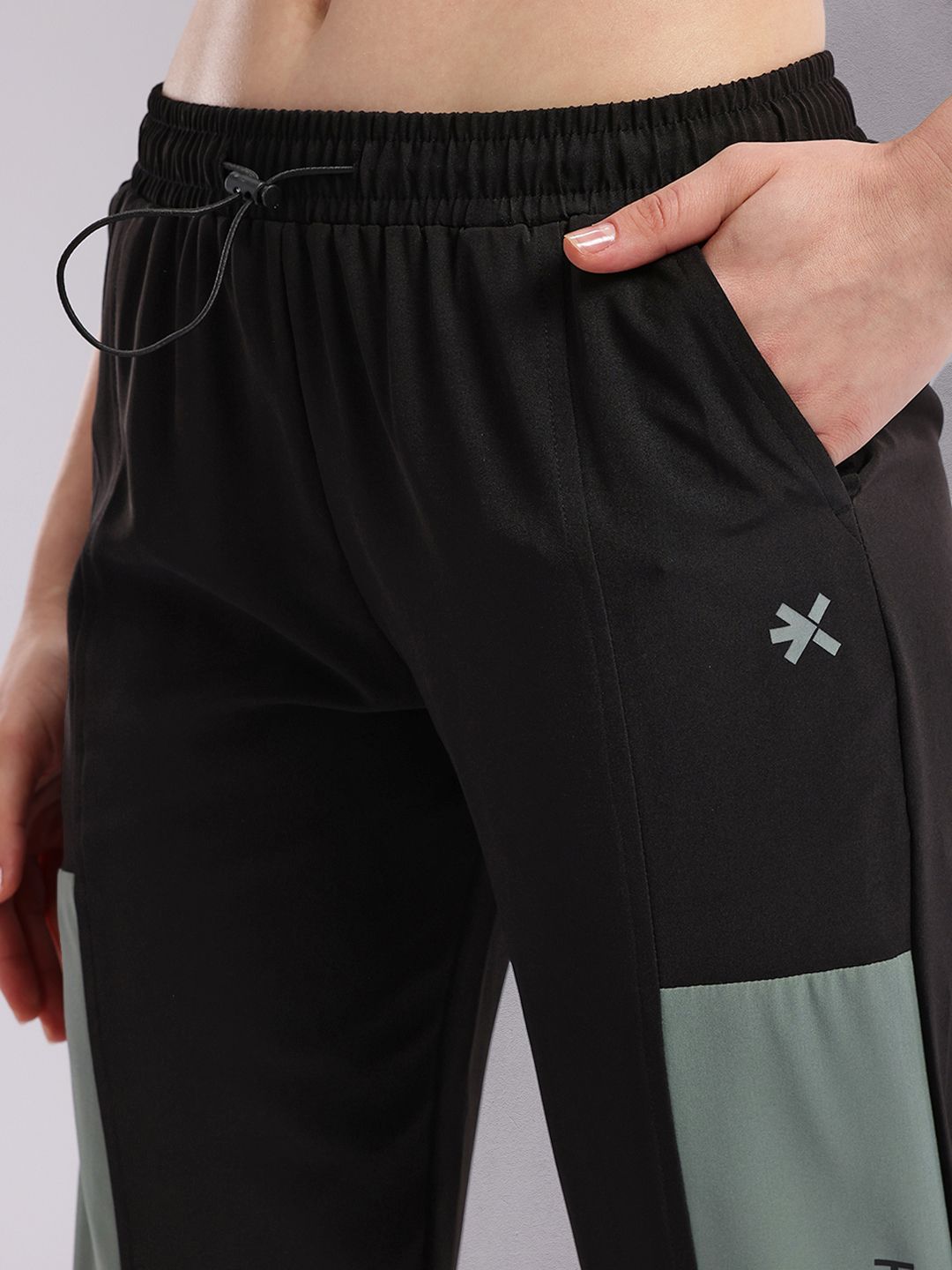 HRX by Hrithik Roshan Women Colourblocked Cropped Running Track Pants with Zip Detail