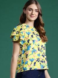 DressBerry Floral Print Flutter Sleeves Top
