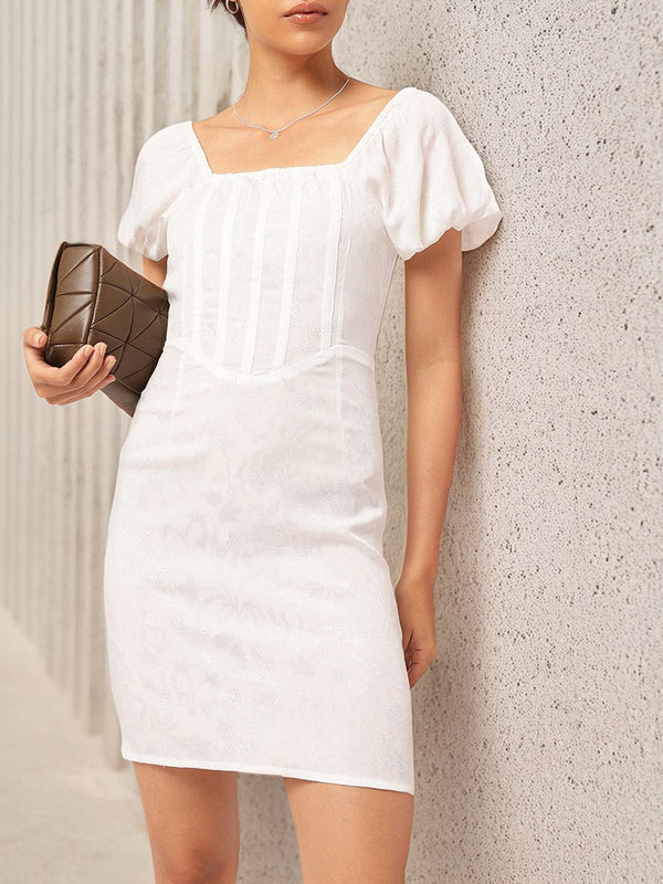 DressBerry Girly Glam Ivory Mini Dress