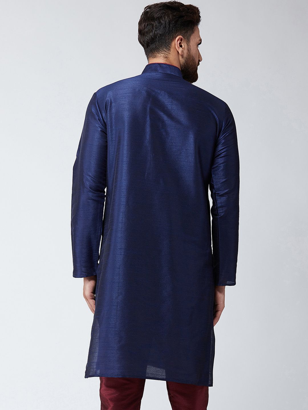 SOJANYA Lelaki Navy Blue Solid Kurta Lurus