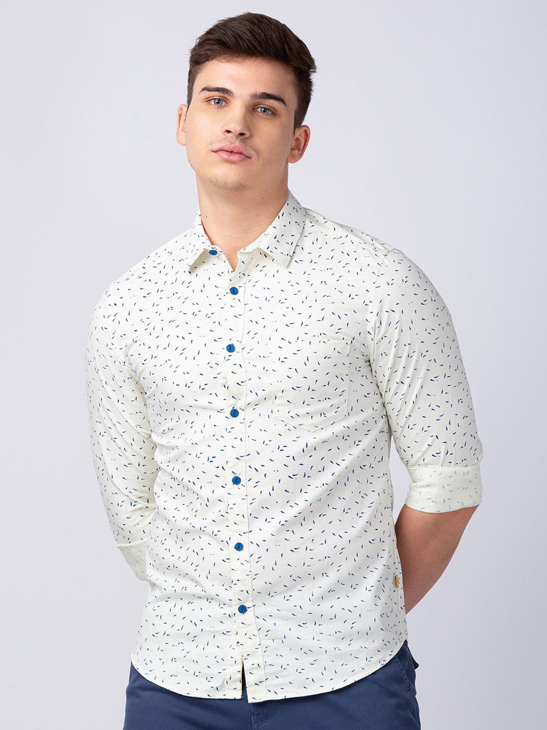 SPYKAR Men Classic Slim Fit Printed Casual Cotton Shirt