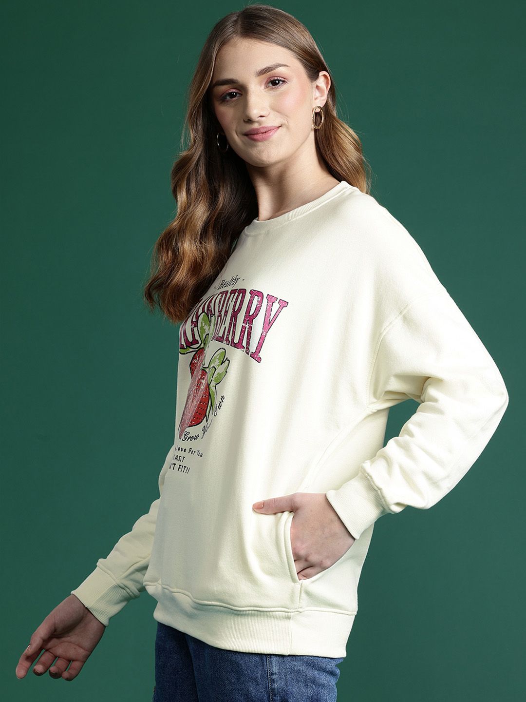 DressBerry Women Printed Longline Sweatshirt