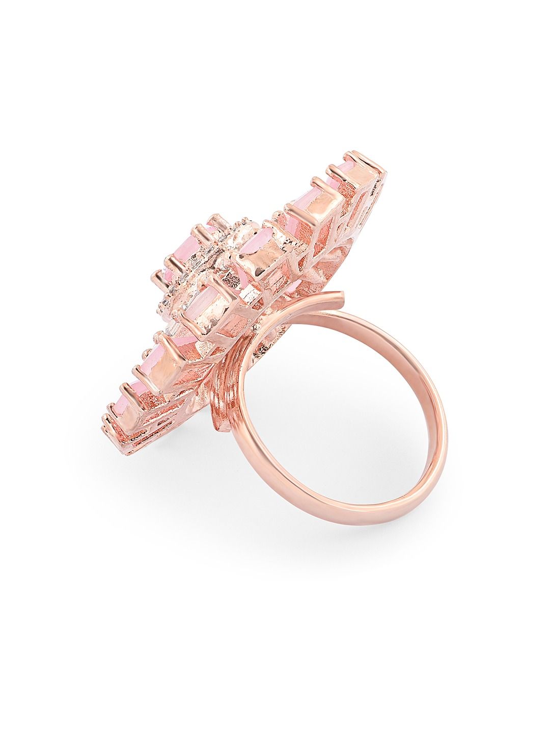 Cincin Jari Bertampal CZ Mutiara Zaveri Rose Saduran Emas