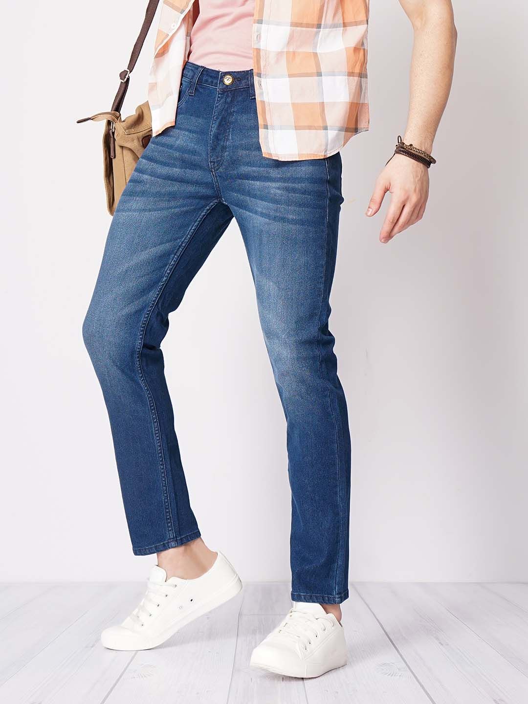 The Indian Garage Co Men Navy Blue Slim Fit Low-Rise Clean Look Stretchable Jeans