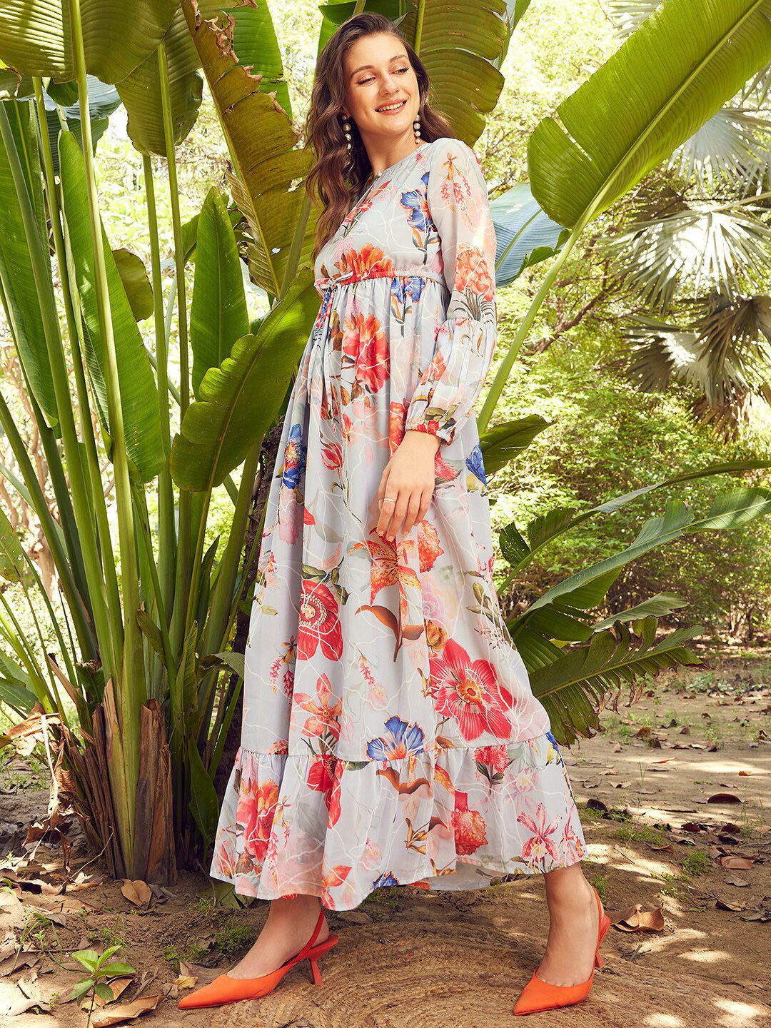 STREET 9 Floral Printed Georgette Maxi Dress