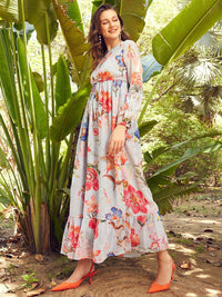 STREET 9 Floral Printed Georgette Maxi Dress