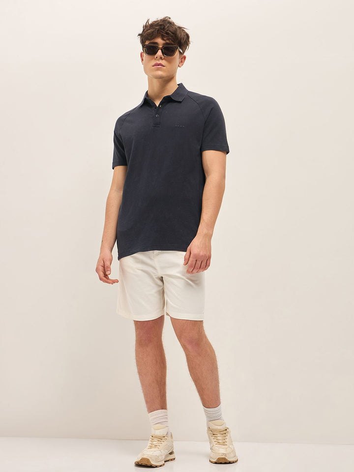 THE BEAR HOUSE Men Solid Polo Collar Cotton T-shirt