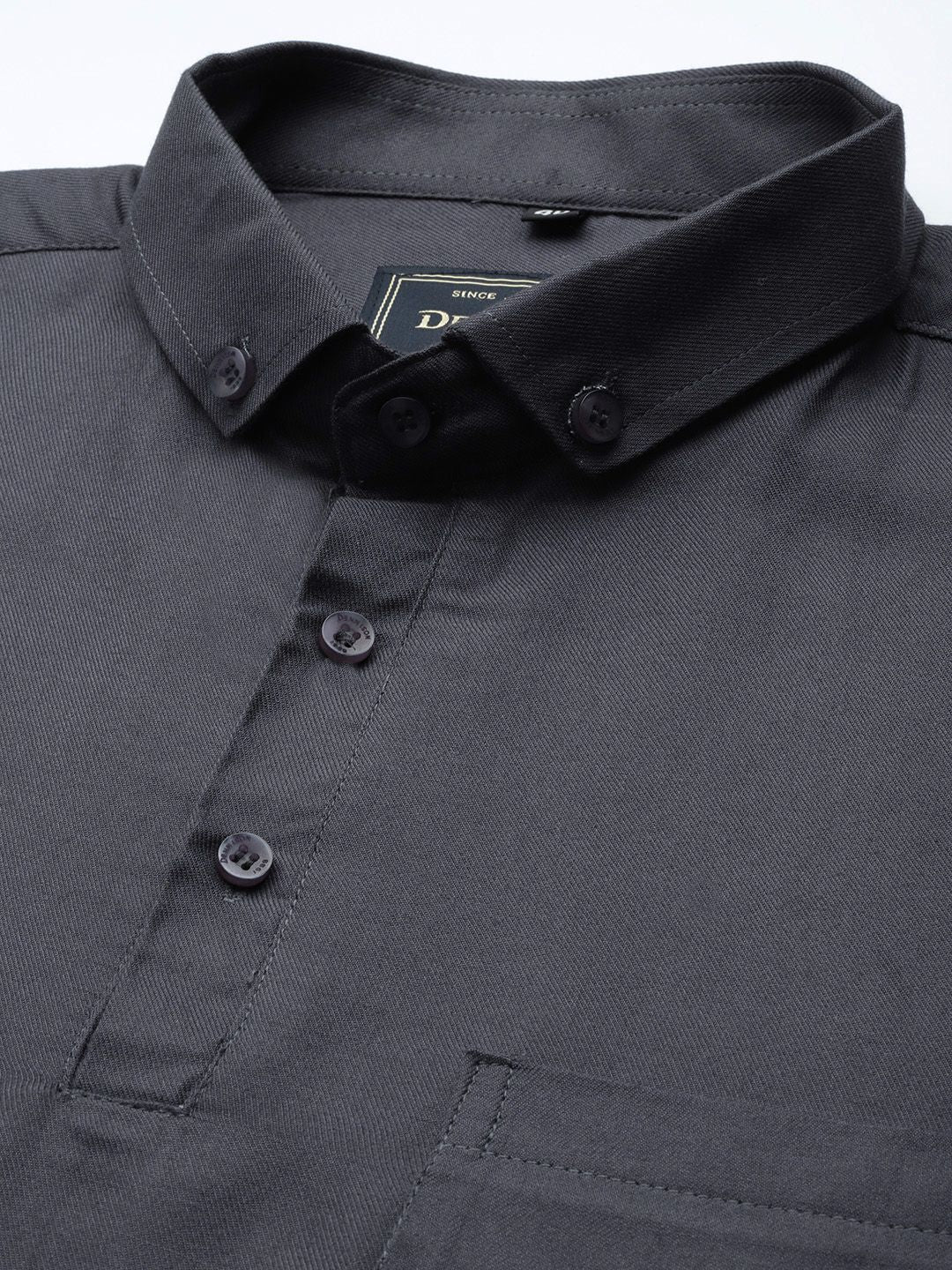 DENNISON Men Grey Smart Slim Fit Polo Shirt