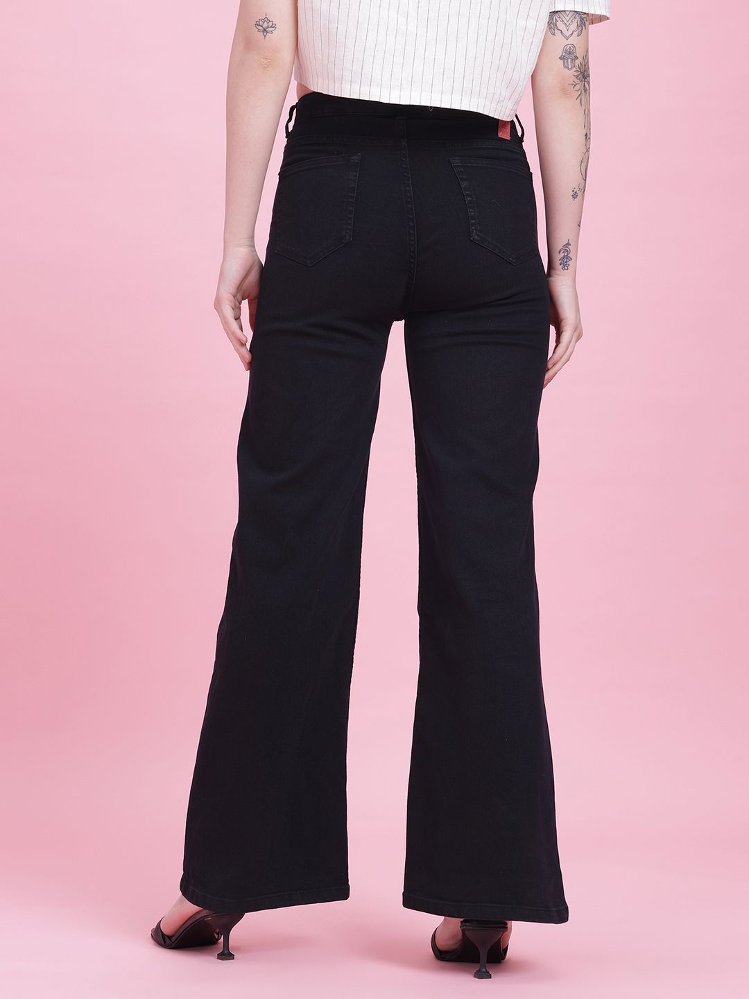 DressBerry Women Mid-Rise Wide Leg Stretchable Jeans