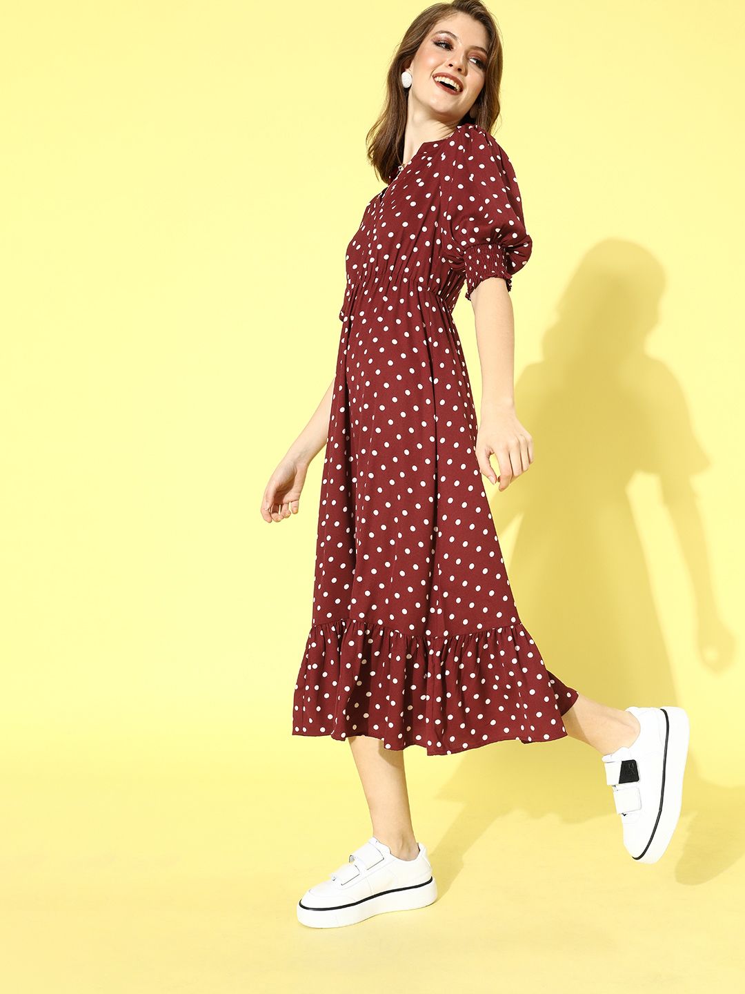 Berrylush Women Gorgeous Red Polka Dots Polka Dot Dress