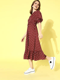 Berrylush Women Gorgeous Red Polka Dots Polka Dot Dress