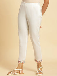 W Women Slim Fit Mid-Rise Cotton Regular Trousers