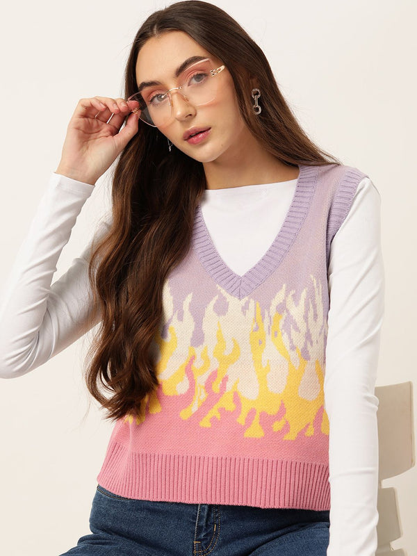 DressBerry Pure Acrylic Self-Design Sweater Vest