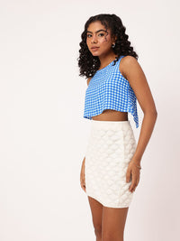 DressBerry Fresh & Fiery Checked Slit Back Crop Top