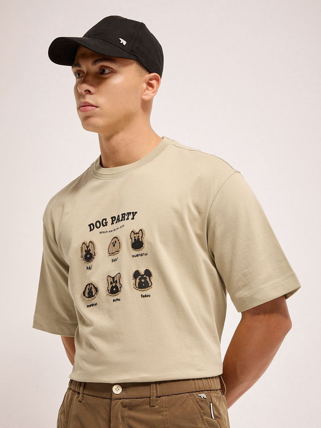 THE BEAR HOUSE Men Graphic Printed Round Neck Pure Cotton Oversized T-shirt