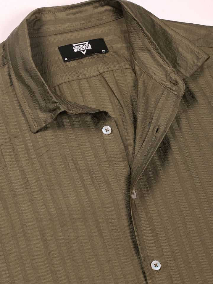 Thomas Scott Men Classic Slim Fit Opaque Casual Shirt