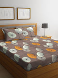 KLOTTHE Coklat Floral Flat 300 TC King Cadar Halus dengan 2 Sarung Bantal-250X225 sm