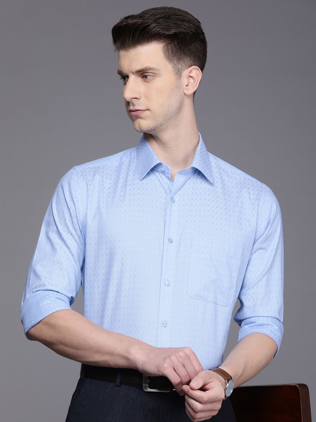Raymond Textured Slim Fit Pure Cotton Formal Shirt