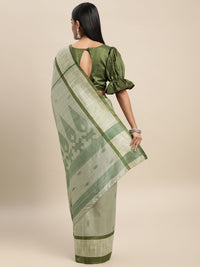 Saree mall Green Ethnic Motifs Printed Taant Sarees