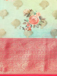 Silk Land Woven Kalamkari Art Silk Chanderi Digital Print Saree