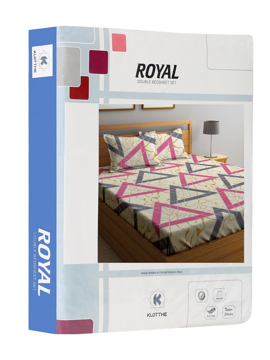 KLOTTHE Beige Geometric Cotton 300 TC King Fine Bedsheet with 2 Pillow Covers-220 x 250 cm