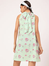 DressBerry Fabulous-Fly Knotty Halter-Neck Bug Printed Mini Dress