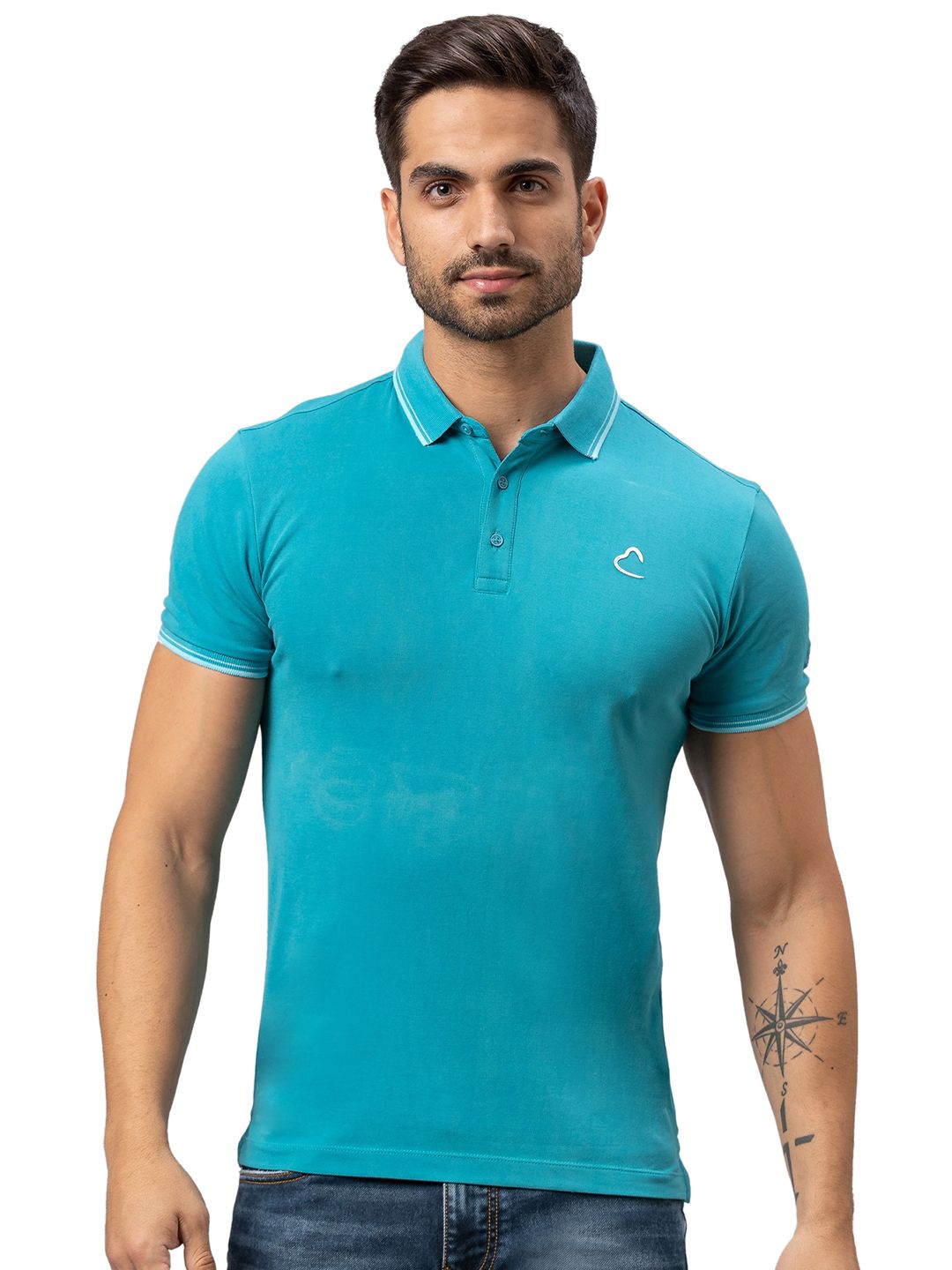 Being Human Men Blue Polo Collar Cotton T-shirt