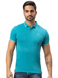 Being Human Men Blue Polo Collar Cotton T-shirt