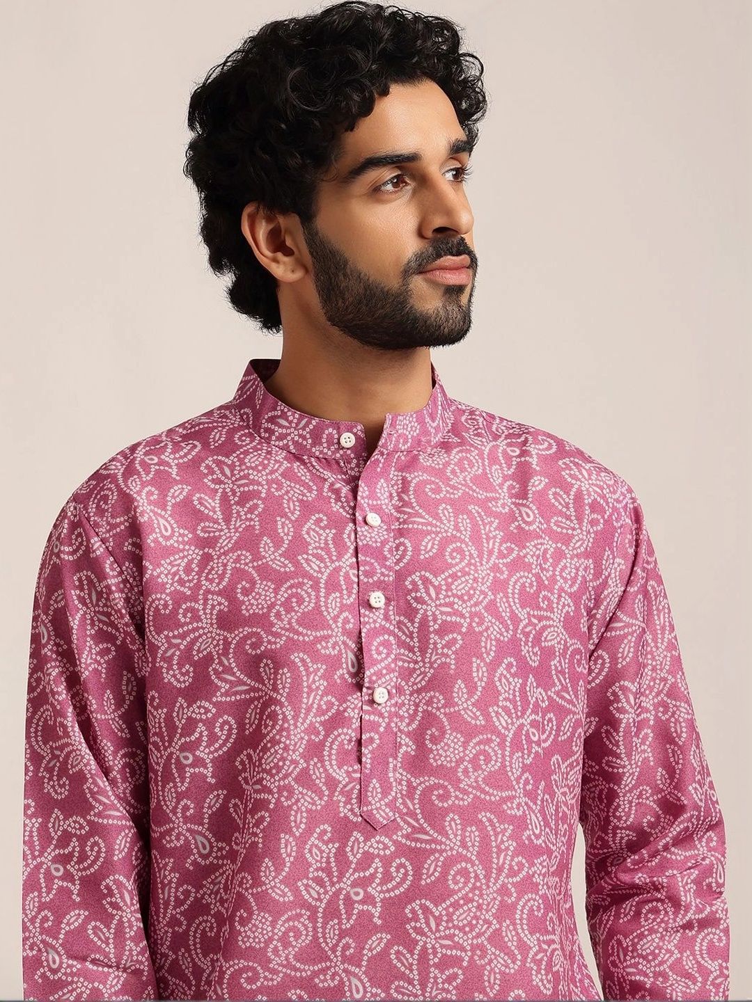 Anouk Men Ethnic Motifs Cotton Bandhani Printed Kurta