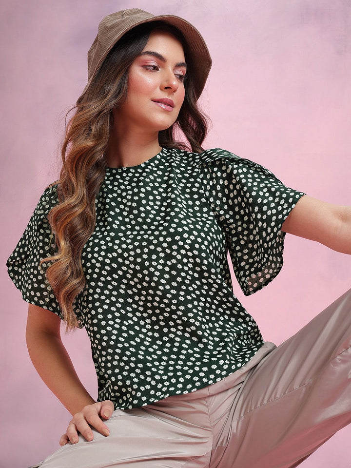 DressBerry Floral Print Puff Sleeve Top