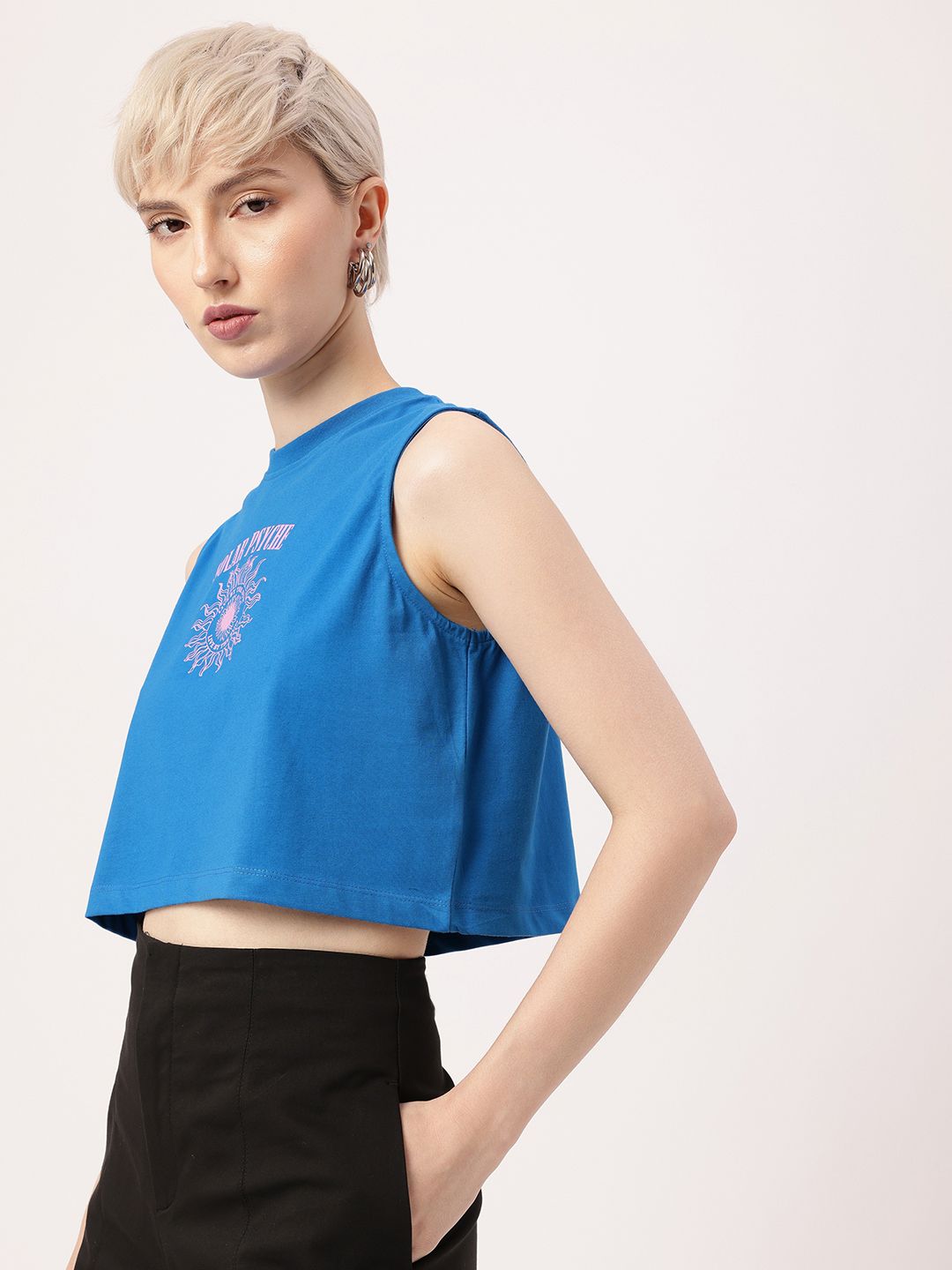 DressBerry Grunge Psyche In Orbit Printed Crop T-shirt