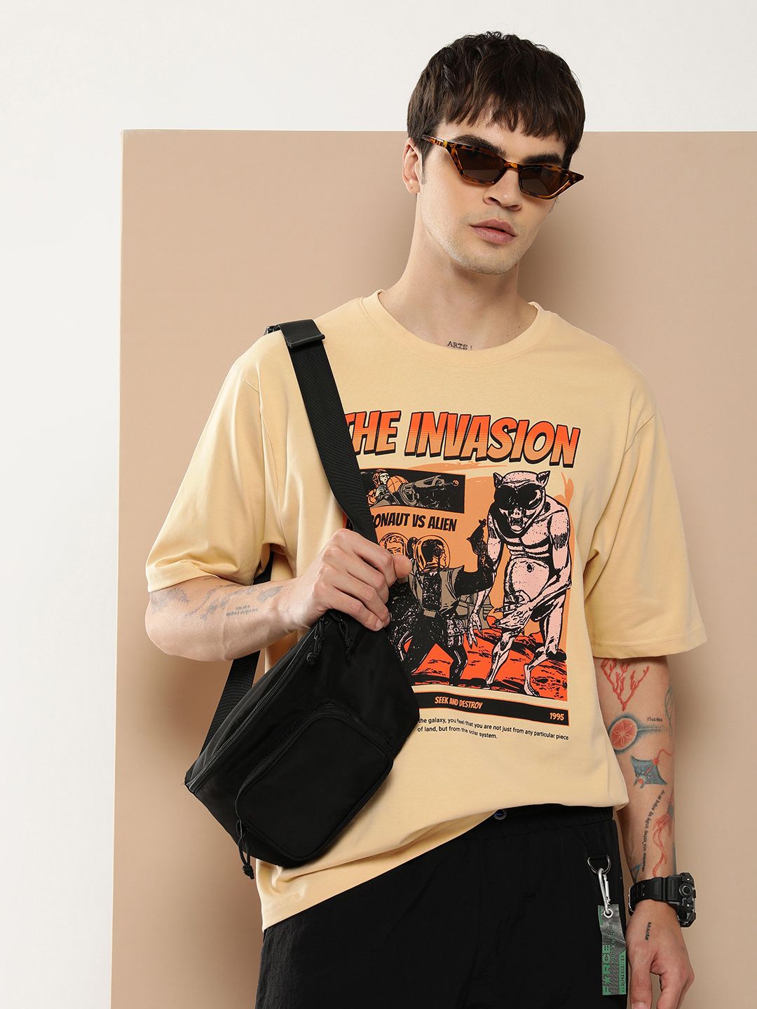 Difference of Opinion Men Graphic Printed Oversized T-shirt
