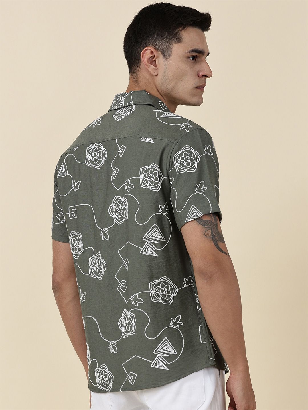 Thomas Scott Men Embroidered Regular Fit Casual Shirt