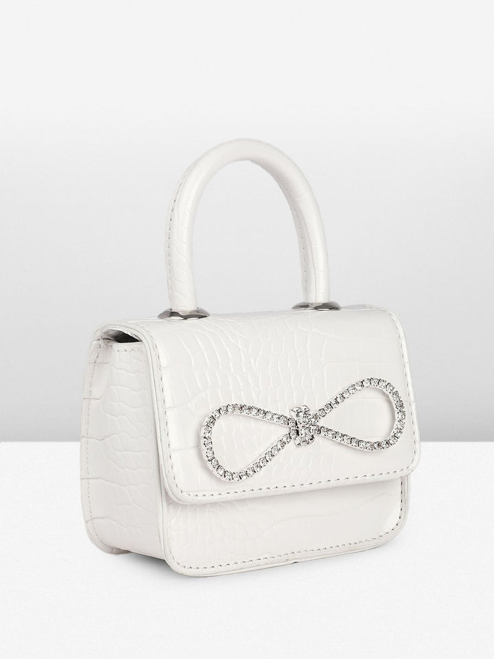 DressBerry Textured Miniature Satchel Bag With Embellished