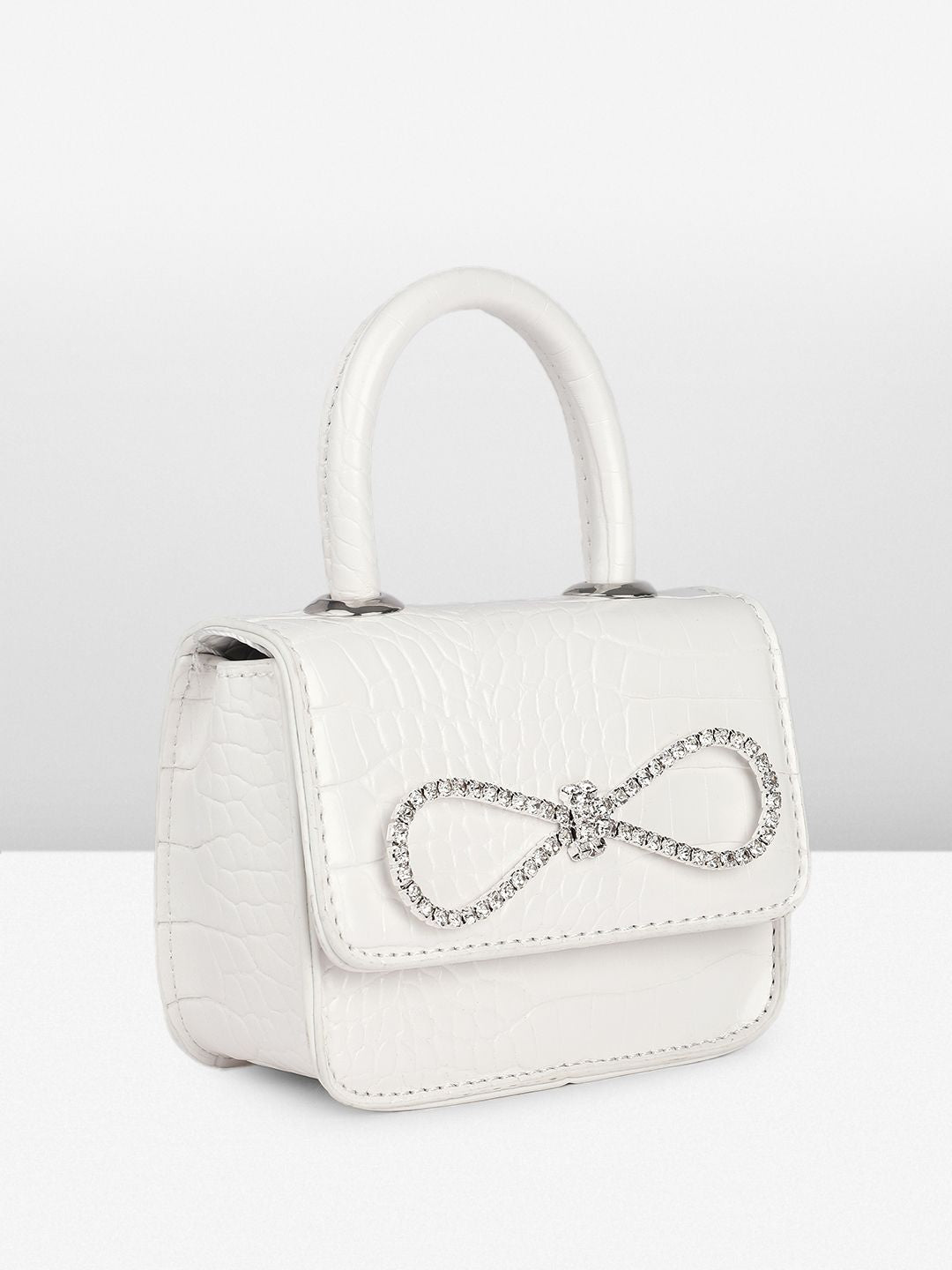 DressBerry Textured Miniature Satchel Bag With Embellished
