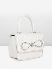 DressBerry Textured Miniature Satchel Bag With Embellished