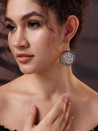 PANASH Silver Plated Solitaire Stone Studded Drop Subang