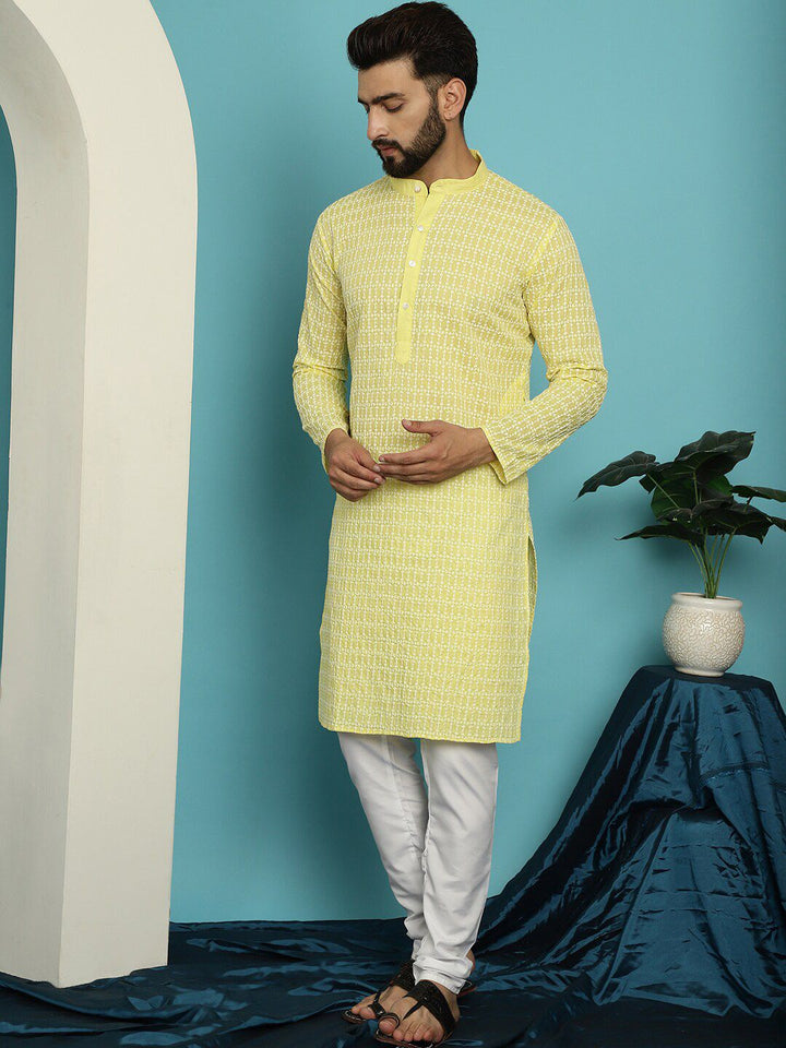 SOJANYA Ethnic Motifs Embroidered Thread Work Pure Cotton Kurta with Pyjamas